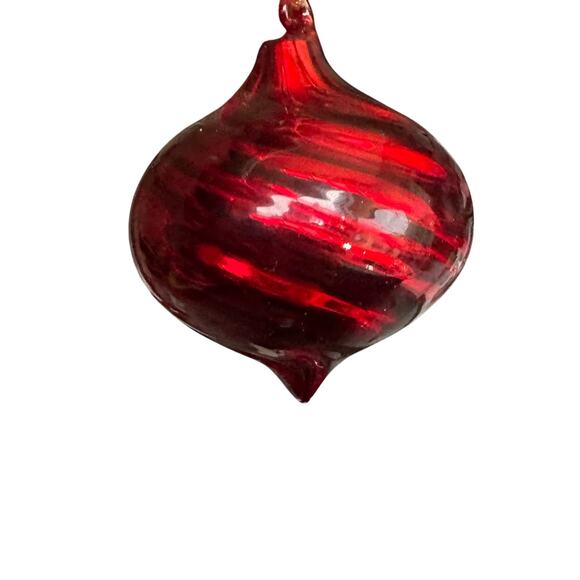 Kurt Adler Red Ball Onion Finial Large Metallic blown Glass Ornament 4"- 6" - Picture 1 of 3